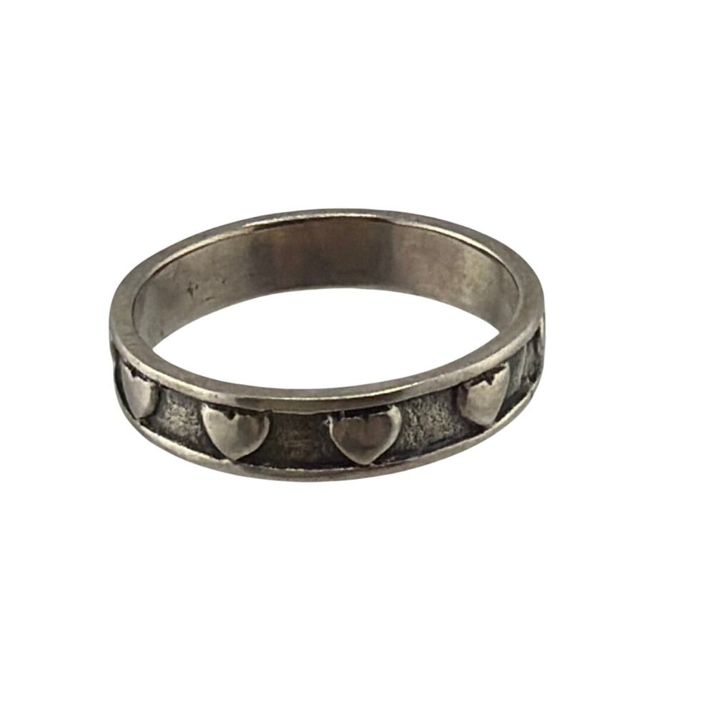 NEW Sterling Silver Artisan Heart Band Ring Size 8
